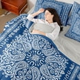 thumbnail image 4 of jejeloiu Nautical Vintage Floral 7pcs Queen Bedding For Men Women,Paisley Print Bedding Comforter Set Queen,Blue White,Light Gray Reversible, 4 of 7
