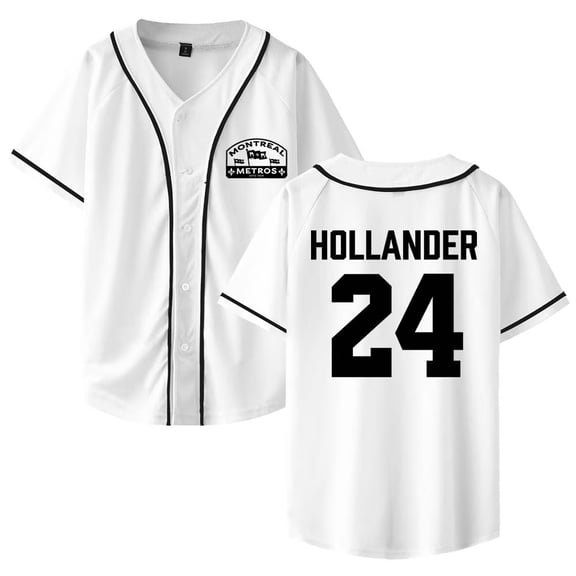 Heated Rivalry Merch Hollander 24 Print Baseball Jersey T-Shirt –Unisex V-Neck Short Sleeve Casual Streetwear Top for TV Series Fans