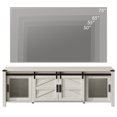 thumbnail image 2 of Farmhouse Modern Wood Entertainment Center for 75 Inch TV, Media TV Console with Sliding Barn Door and Storage Shelf for Living Room Bedroom，Wihte, 2 of 7