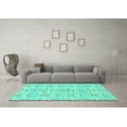 thumbnail image 3 of Ahgly Company Indoor Round Abstract Turquoise Blue Modern Area Rugs, 8' Round, 3 of 4