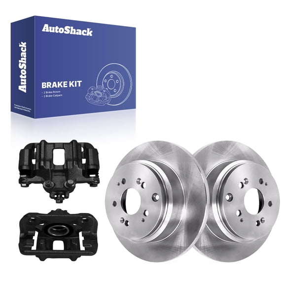 AutoShack Rear Solid Brake Rotors   Calipers Black 4-PC Brake Kit Replacement for 2010-2011 Honda Accord Crosstour 12" (304.7 mm)