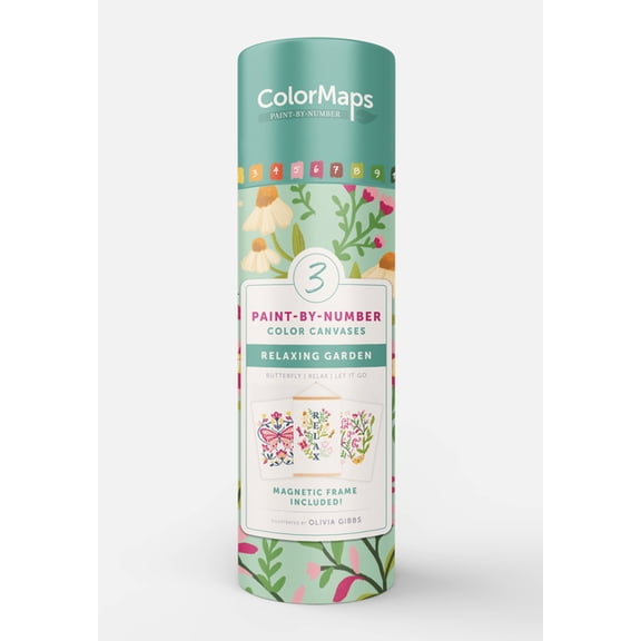 Colormaps Colormaps Paint-By-Number Relaxing Garden: Everything You Need to Create 3 Beautiful Paintings: 3 Colored-Line Canvases,, Book 7, (Hardcover)