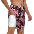 thumbnail image 3 of Picia Rose Flowers pattern Mens Swim Trunks with Compression Liner Stretch Beach Shorts Quick Dry with Zipper Pockets No-Chafing Board Shorts-Medium, 3 of 9