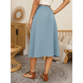 thumbnail image 5 of Gleelaud Flowy Skirt Midi Length Elastic High Waist A-Line Skirt with Pockets Boho Skirts for Women Blue Gray, 5 of 7