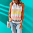 thumbnail image 2 of Camisetas sin mangas con cuello halter, chaleco de verano, camiseta elegante con bloques de color para mujer, 2 of 5