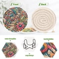 thumbnail image 4 of Flowers Leaves Of Colorful 6 Pcs Drink Coasters with Holder Absorbent Coasters Woven Coasters for Drinks Table Desk Protection Home Decor, 4 of 7