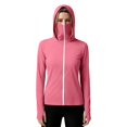 thumbnail image 5 of CheerKidz Women's Sun Protection Hoodie Long Sleeve Zip Up Jacket with Thumb Holes High Neck Face Cover Outdoor Running Hiking Warm Weather Active Top Breathable (Watermelon Red, 3XL)., 5 of 5