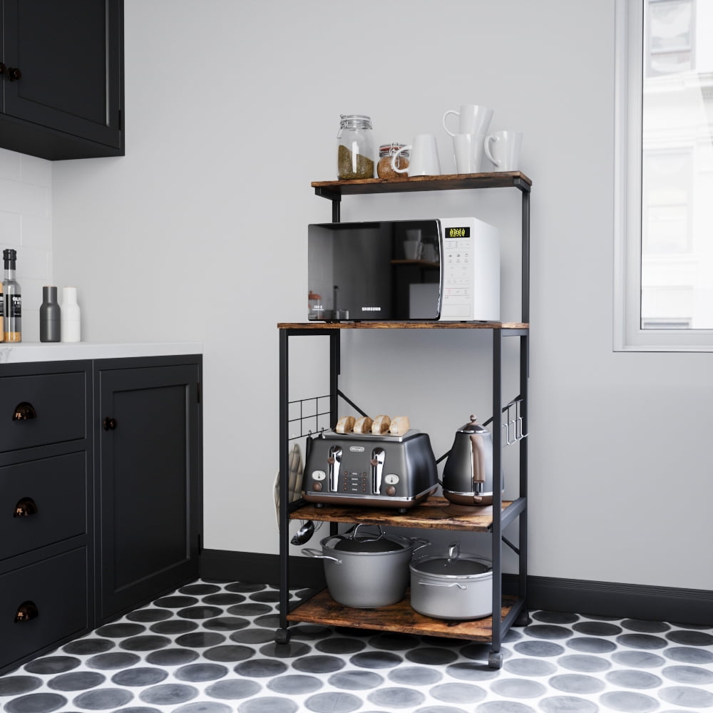Bestier 4 Tier Kitchen Baker's Rack Storage Shelf Microwave Stand Cart