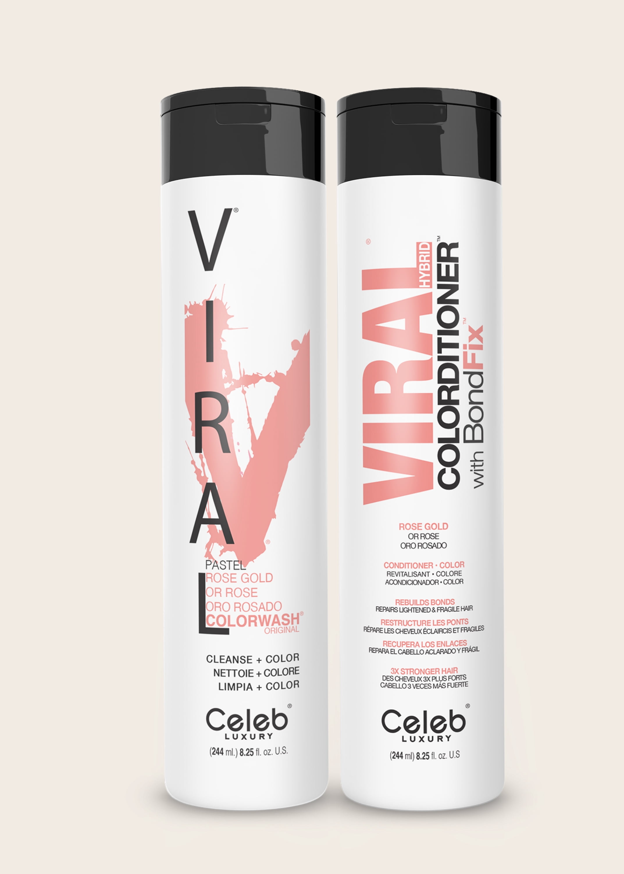 Celeb Luxury Viral Pastel Rose Gold Colorwash Professional Hair Coloring Tool Kit