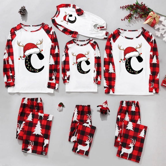 TGPMGRZ Family Christmas Pajamas Matching Sets Long Sleeve Festival Party Pj Sets Holiday Warm Sleepwear