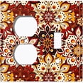 thumbnail image 4 of Metal Light Switch Plate Cover Colorful Black Red Mandala Flower Tile Pattern MDL027, 4 of 13