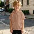 thumbnail image 2 of Bysome Boys Hoodies Solid Color Short Sleeve Hooded Tees Autumn Thermal Boys Sweatshirts Size 9-10 Years Khaki, 2 of 6