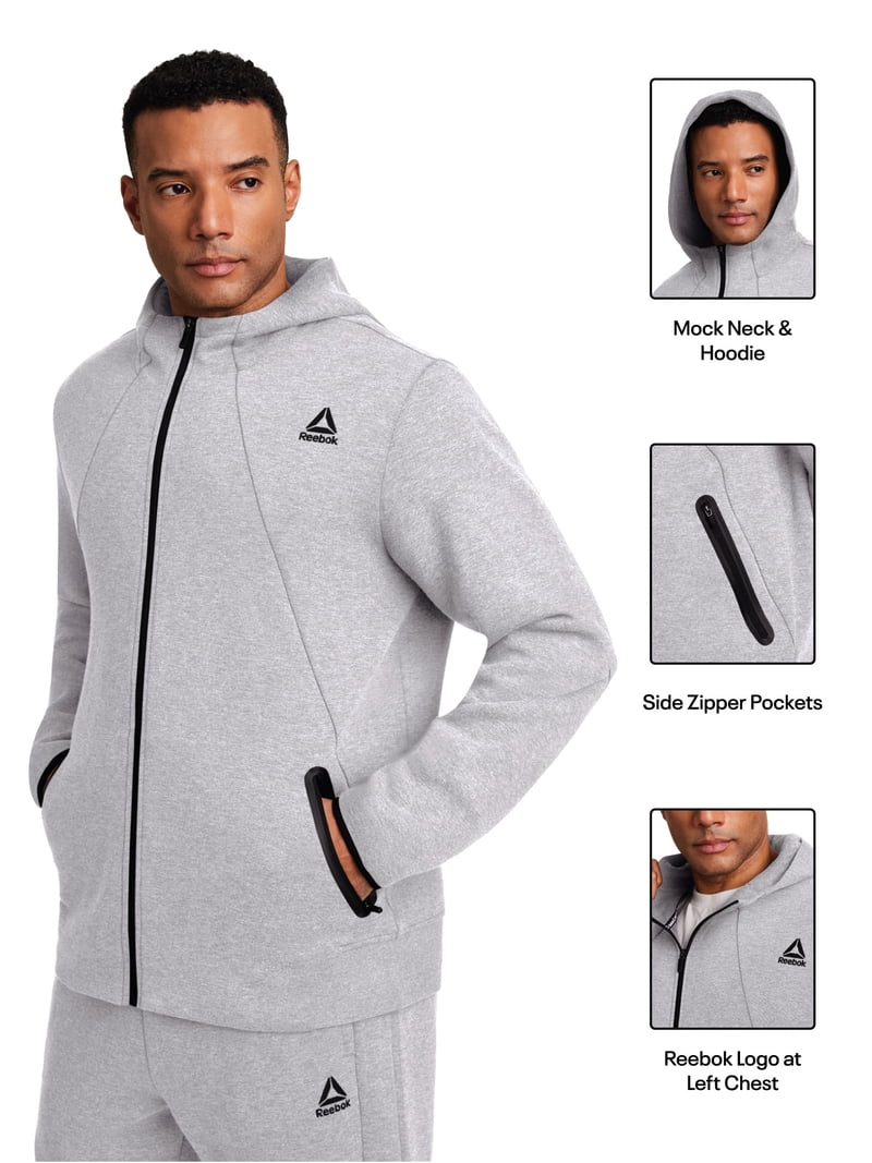Reebok Men's and Big Men's Momentum Fleece Full Zip Hoodie, Sizes