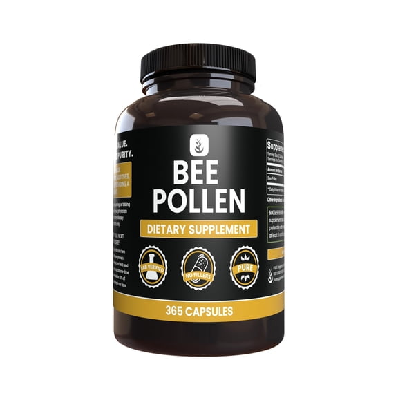 Pure Original Ingredients Bee Pollen 365 Capsules No Magnesium Or Rice Fillers, Always Pure, Lab Verified