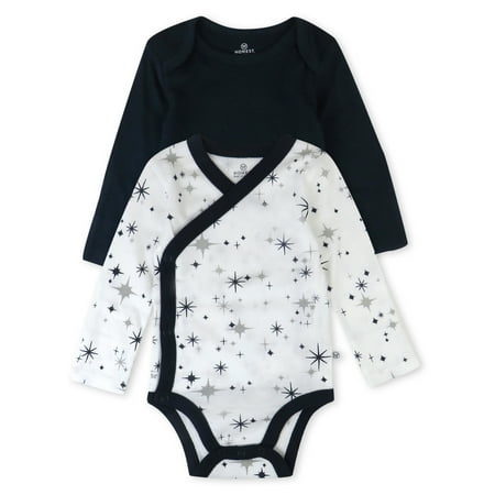 Honest Baby Clothing Baby Boy or Girl Gender Neutral Organic Cotton Long Sleeve Bodysuit and Side Snap Long Sleeve Bodysuit, 2 Piece (Preemie-9 Months)