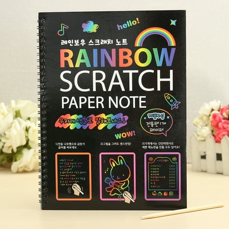 Art Pad Painting (5Pcs Scratch Paper Art Kit Rainbow Painting Sketch Pad with Drawing Stick Kids Education Toy - Improve Parent Child Relationship - Gift for Kids)