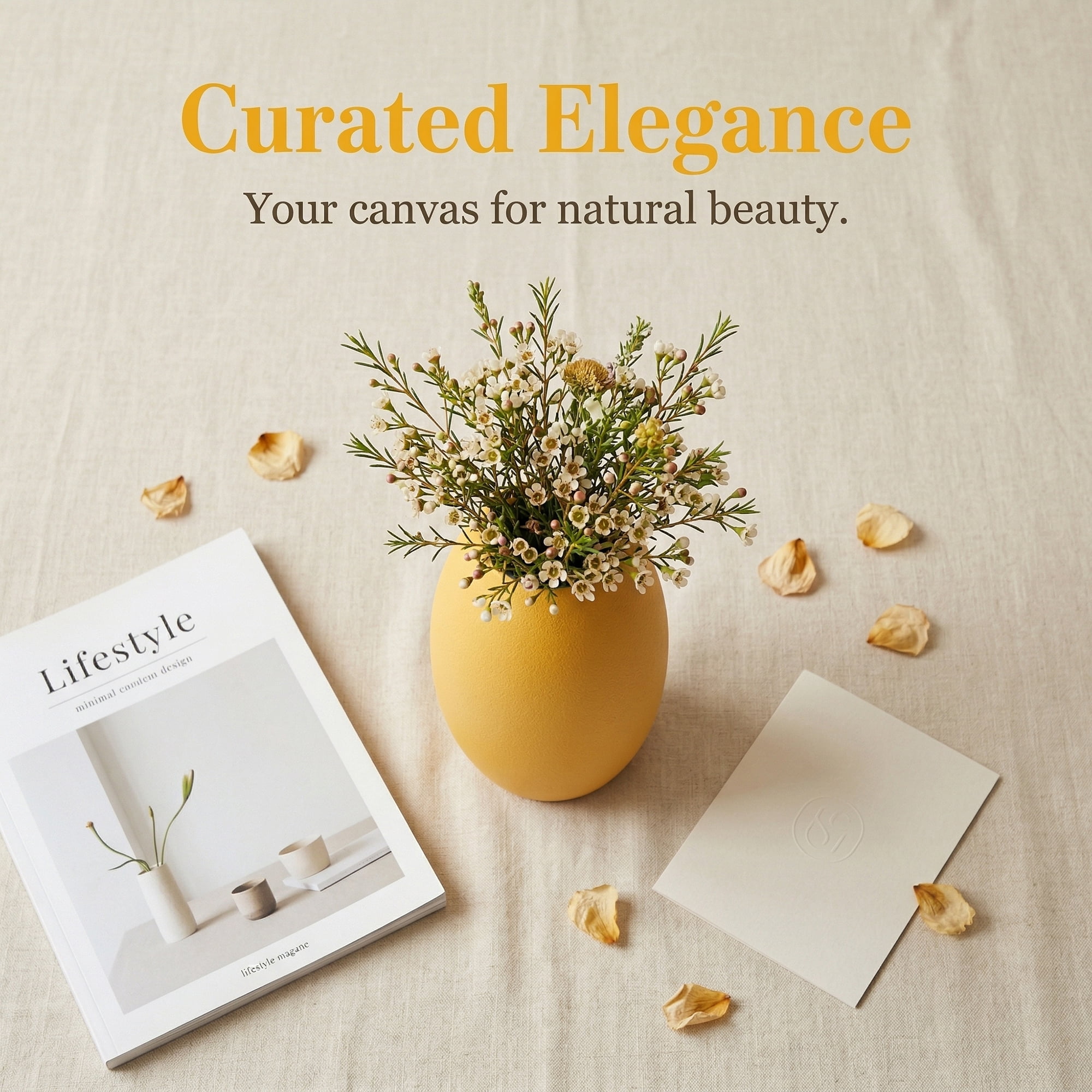 Unique Bargains Modern Ceramic Ribbed Flower Vase for Boho Yellow 3.5"L x 3.5"W x 6.1"H