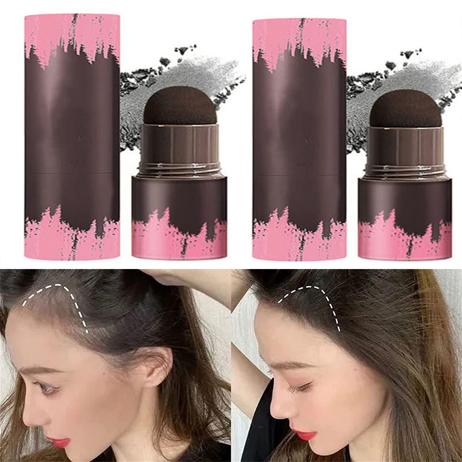 Hair Shading Sponge Pen Natural Shade Hairline Powder Hairline Shadow  Powder Stick Waterproof Hair Root Concealer For Thinning Hair Root Touch-Up  (2Pcs) 