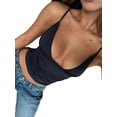 thumbnail image 2 of Women'S Deep V-Neck Ruched Crop Tank Top Slim Fit Spaghetti Straps Crop Top, 2 of 8