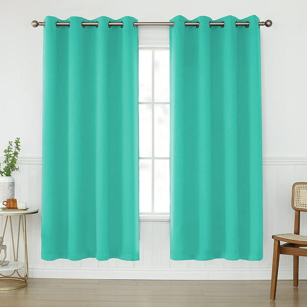 Turquoise Blackout Curtains 72 Inches Long For Living Room Grommet Darkening Thermal Insulated Teal Green Curtain Ds Kids Nursery Bedroom 2 Panels Sets 52w X 72l Com Turquoise Blackout Curtains 72 Inches, Teal Grommet Blackout Curtains