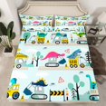 thumbnail image 2 of Erosebridal Twin Construction Bed Sheets Cute Dinosaur Sheet Set ,Excavator Truck Fitted Sheet Vehicle Tractor Room Decor Cartoon Animal Dino Bedding Set, 2 of 4