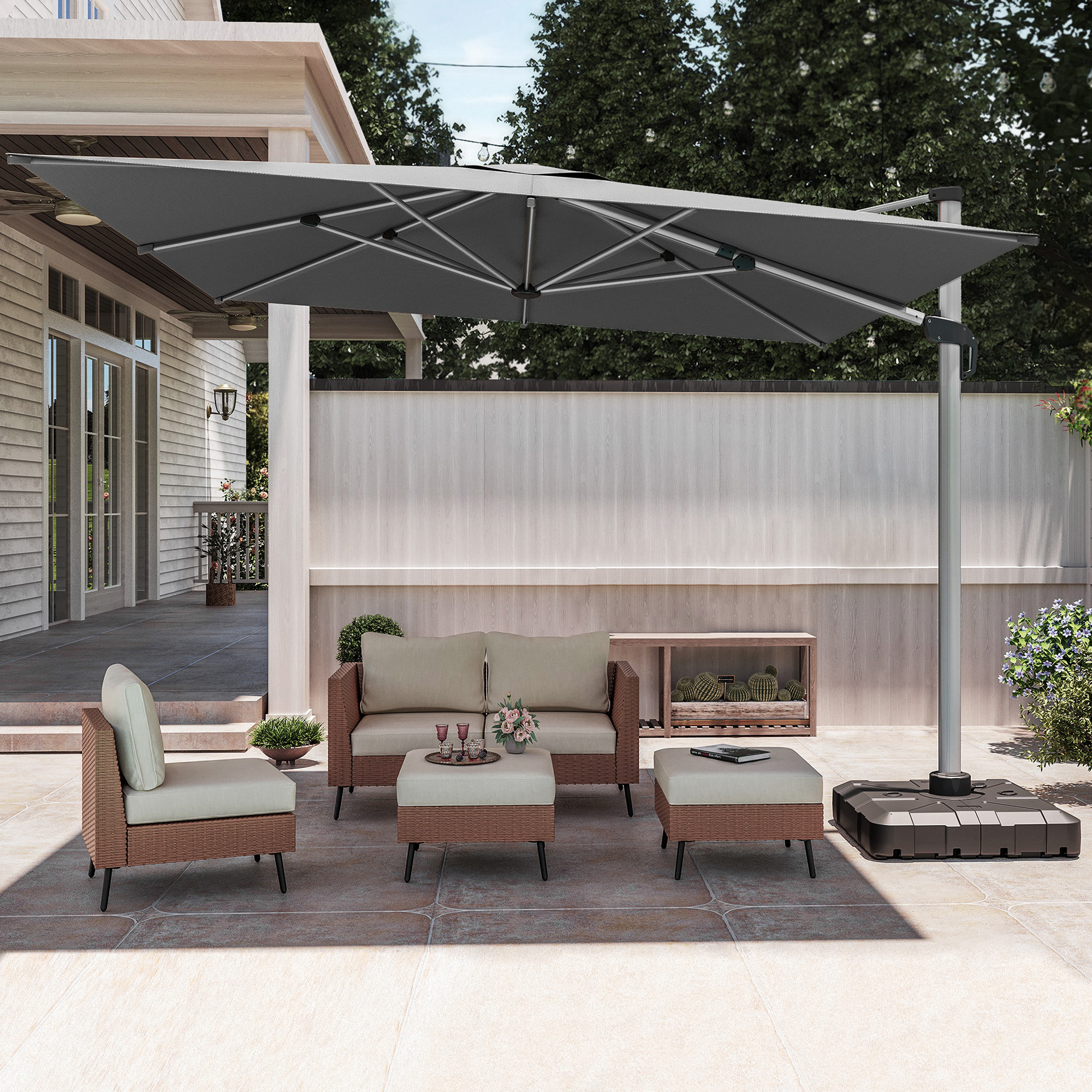 LAUSAINT HOME 11FT Patio Umbrella, Outdoor Large Cantilever Umbrella