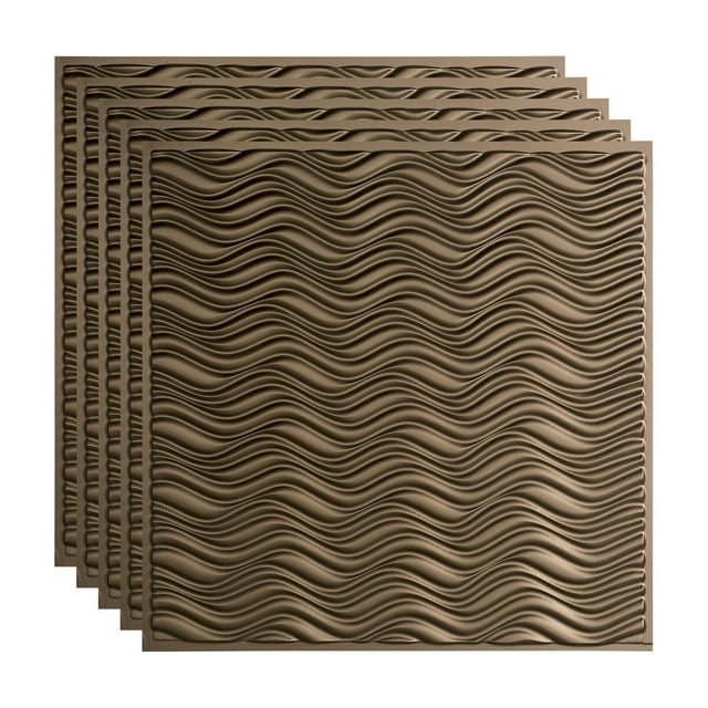 FASÄDE Current Decorative Vinyl 2ft x 2ft Lay in Ceiling Panel in Argent Bronze (5 Pack)