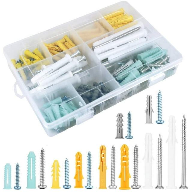Screw And Plug Kit 200 Pieces Large Assortment Of Screw Plugs For Assembly, Repair, Construction, Drilling