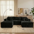thumbnail image 3 of Vcatnet 108" Modular Sectional Sofa Couch L Shaped Plush Corduroy Cloud Couch Modern Minimalist Couch with Chaise and Ottoman for Living Room, Black, 3 of 10