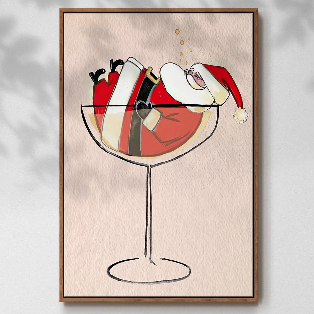 Get Blitzened Collection B - Framed Gallery Wrapped Holiday Canvas - 25 x 37 - Rosewood Frame