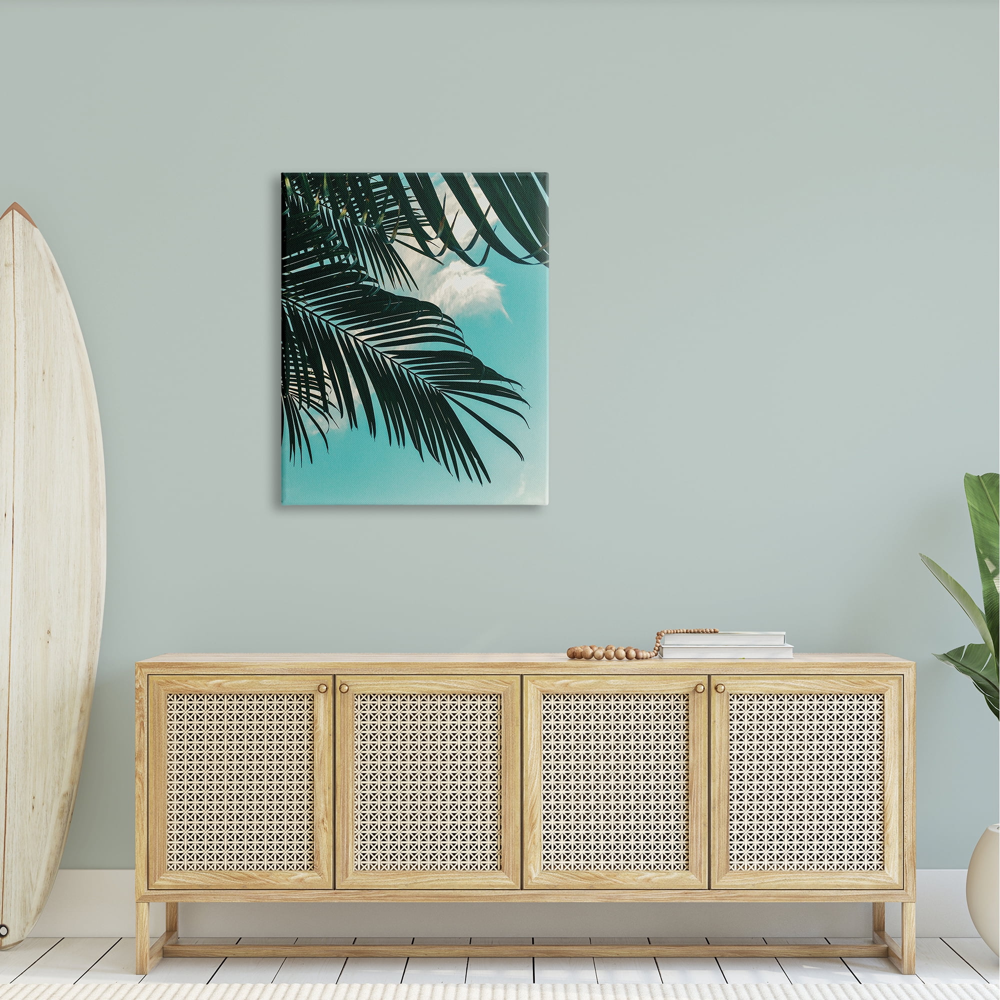 Stupell Industries Bright Tropical Palm Tree Leaves Against Blue Sky Canvas Wall Art, 30 x 40, Design by Amy Brinkman