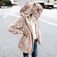 thumbnail image 5 of Women Oversized Hooded Sherpa Cardigan Fuzzy Fleece Jacket Winter Open Front Cardigans Outerwear With Pockets, 5 of 8