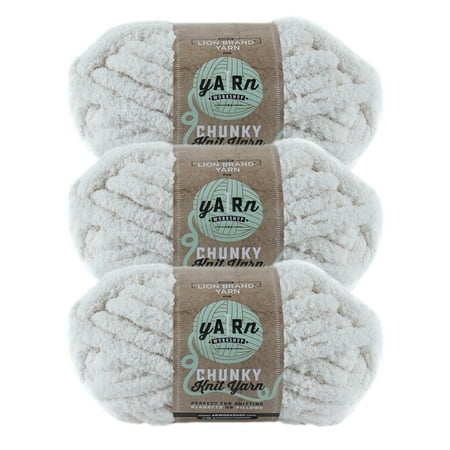 UPC: 0842093122609 | Lion Brand Yarn AR Workshop Husk Jumbo Polyester Chenille Off-white Yarn 3 Pack