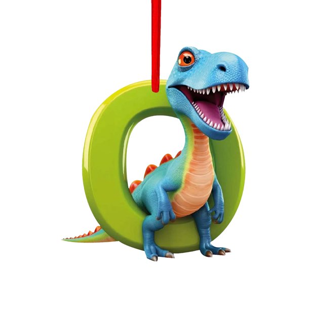 Adorno Navideño de Dinosaurio con Forma de Letra Inglesa (26 Letras) | Fácil de Colgar | Material Acrílico Reutilizable | Adorable Decoración para El Árbol de Navidad | Crea Un Ambiente Festivo | Gra