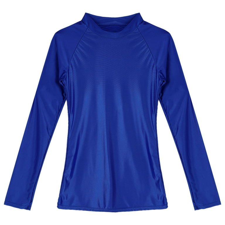YIZYIF Womens Glossy Long Sleeve T-Shirt Seamless Nylon Spandex