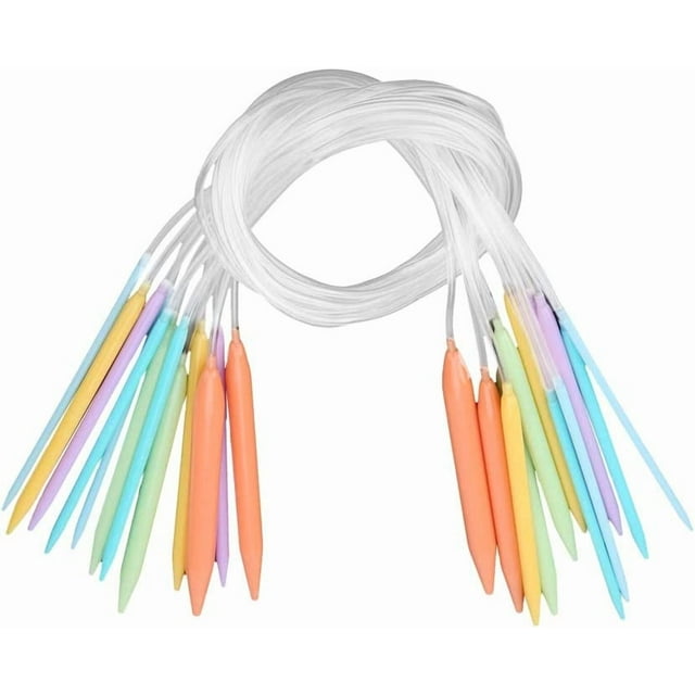Yazoeia Knitting Needles, Multicolor Circular Sweater Needles, 12Pcs Plastic Circular Tube Knitting Needles Kit Sweater Needle Set(80CM long) CJC912-187461
