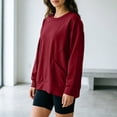 thumbnail image 7 of TKLPEHG Solid Color Crewneck Sweatshirts Women With Pocket Long Sleeve Loose Fit Tunic Sweatshirt Casual Pullover Fall Clothes (Wine,XL), 7 of 7