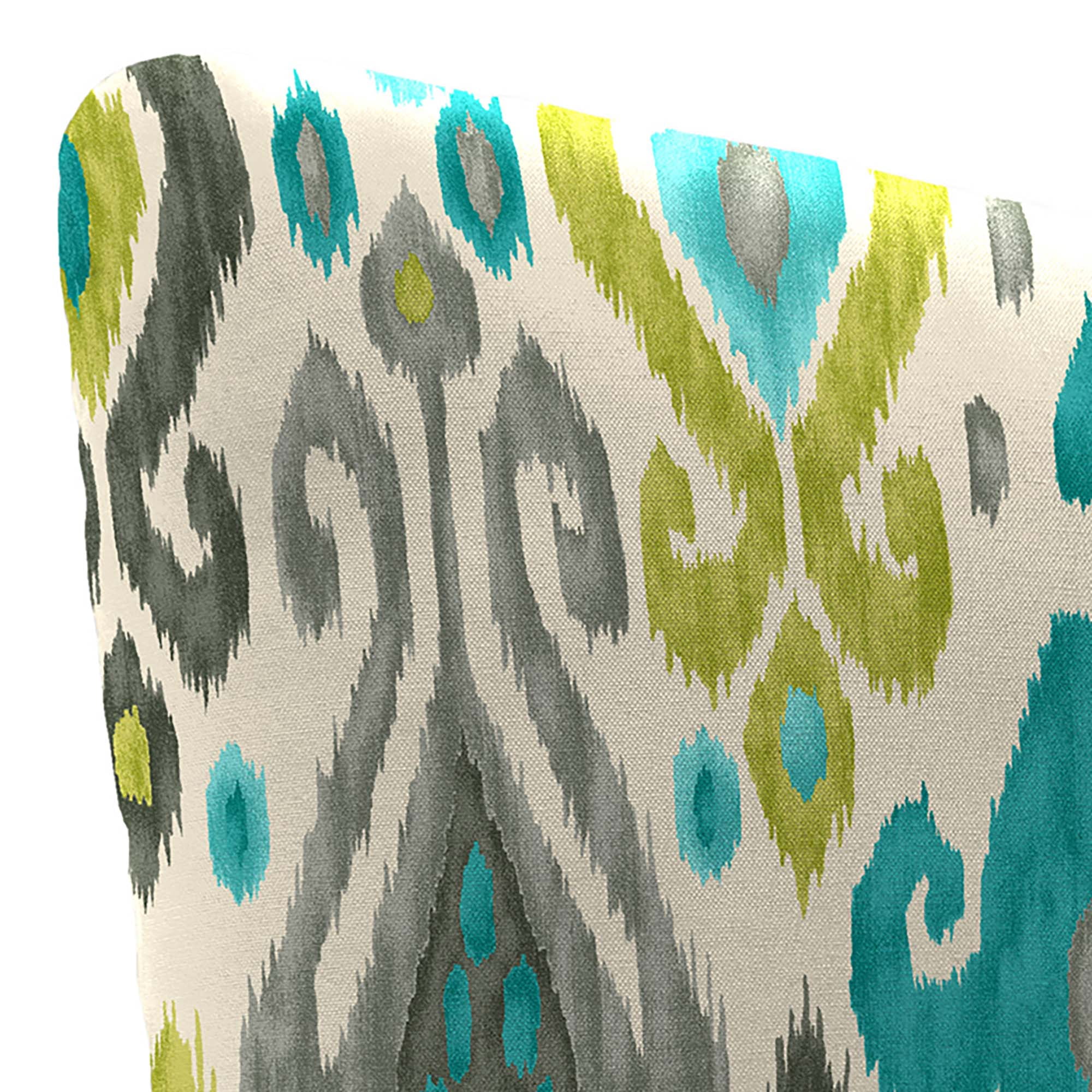 Jordan Manufacturing 23.5" x 24" Paso Turquoise Multicolor Ikat Square Tufted Outdoor Deep Seat Chair Back Cushion with Fabric Button