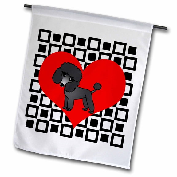 3dRose, I Love Dogs Black Poodle, 12 x 18 inch Garden Flag
