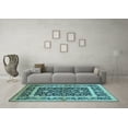thumbnail image 3 of Ahgly Company Indoor Square Oriental Light Blue Traditional Area Rugs, 8' Square, 3 of 4