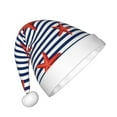thumbnail image 2 of Honeii Starfish Navy Blue Stripe Print Hat Santa Claus Hat For Xmas Party, Christmas Caps For Boys Girls Child,Christmas Beanie, 2 of 6