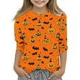 thumbnail image 2 of MKOSPLRT Halloween Shirts for Girl Boy 3-12Y Crew Neck Casual Loose T Shirts 3/4 Sleeve Graphic Tees Cute Ghosts Tops for Kids, 2 of 6