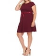 thumbnail image 2 of Women's Plus Size Casual Flared A Line Swing Dresses Short Sleeve With Belt Trim, 2 of 6