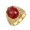 Gold Plated Red, variant on Men Stainless Steel Gemstone Signet Ring Fancy Cut Cubic Zirconia Ring High-Detail Engraved Sides Gold Plated Red Size 13