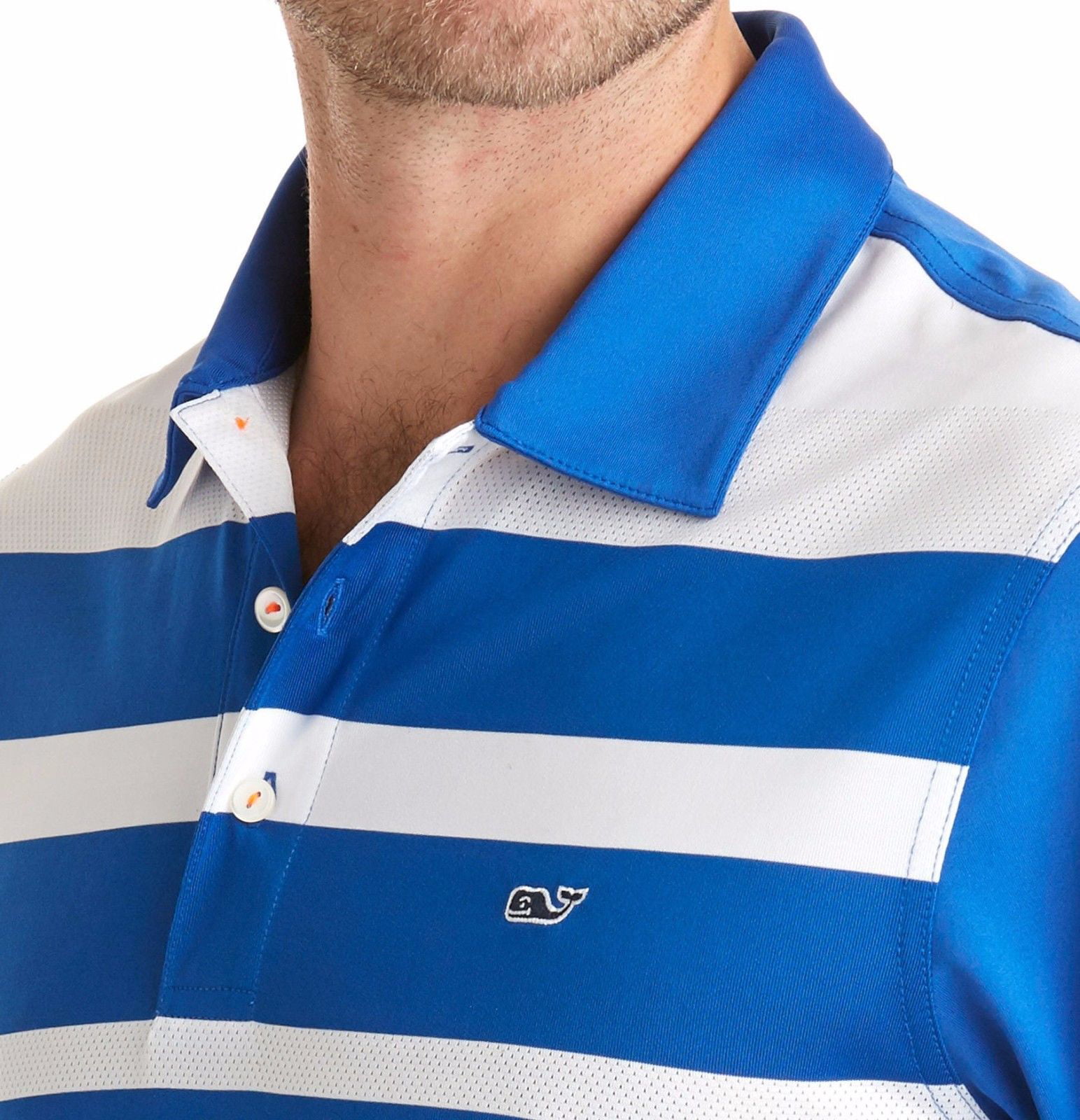 Details about   Vineyard Vines Boy's Engineer Stripe Performance Polo in Kingfisher  $49.50 