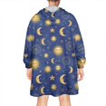 thumbnail image 2 of Wearable Oversized Blanket,Blue Gold Sun Moon Star Zodiac Pattern Wearable Blanket Hoodie for Adults,Cozy Hooded Blankets with Super Pockets,Super Warm Fuzzy Pullover for Women & Men, 2 of 6