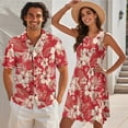 thumbnail image 2 of Jeiento Tropical Flower Matching Vacation Outfits for Couples Summer Dress for Women Casual Button Down Shirt Short Sleeve Hawaiian Couples Matching Outfits Tiered Pleated Tank Sundress, 2 of 6