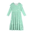 thumbnail image 5 of Abcomgle Girls Fall Dresses 10-12 Casual A-Line Ruffle Long Sleeve Maxi Dress Polka Dot Sundresses Crew Neck Tiered Dresses with Pockets,Mint Green, 5 of 5
