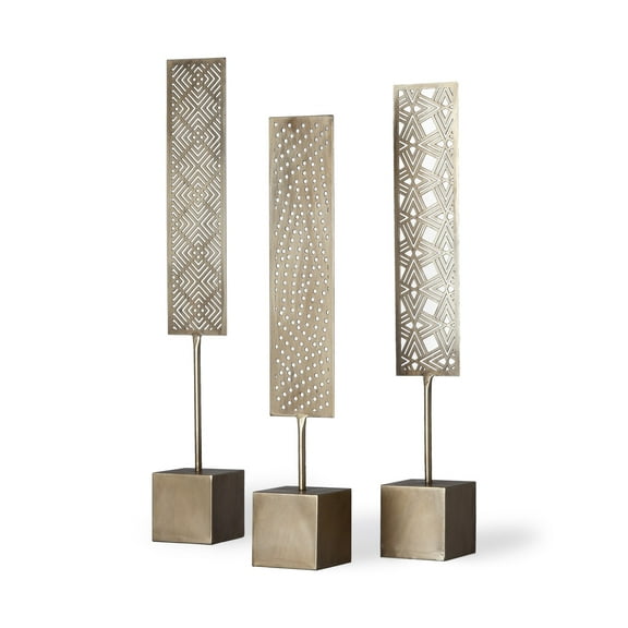 Set of Three Gold Patterened DÃ©cor Pieces