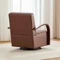 thumbnail image 6 of 360° Swivel Accent Chair, PU Leather Single Sofa Armchair with Solid Wood Armrests, Modern Comfy Reading Chair for Living Room Bedroom, Brown, 6 of 9